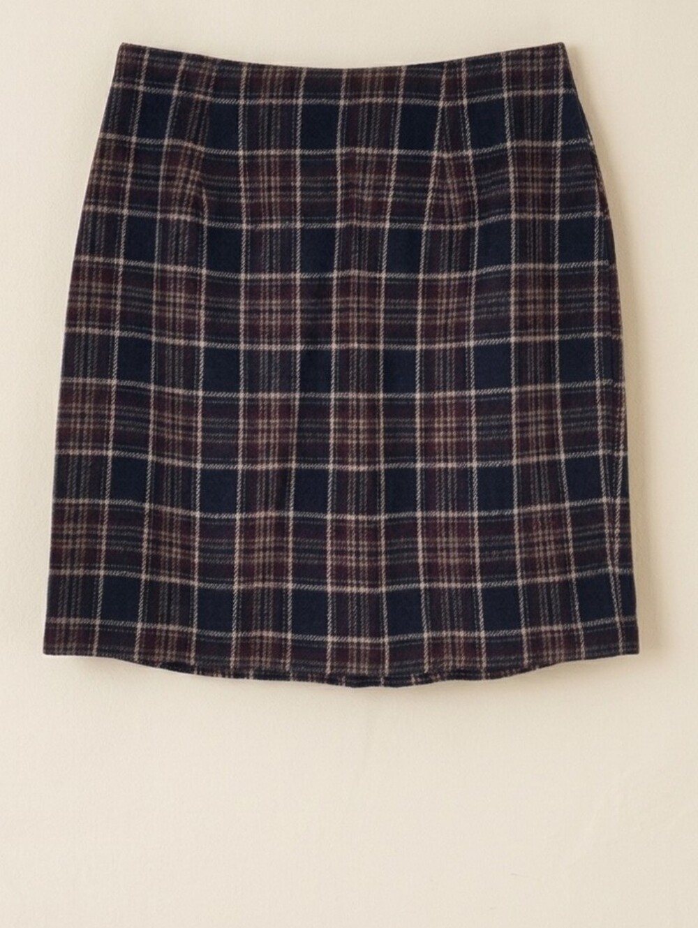 Petite Sophisticate Multi Color Plaid Penicl Skirt Size 8P Vintage Wool Blend